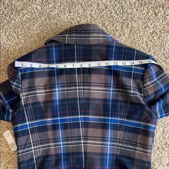 Le Chateau Blue and Brown Blazer with Plaid Pattern Tartan Biker Rocker - Picture 13 of 16